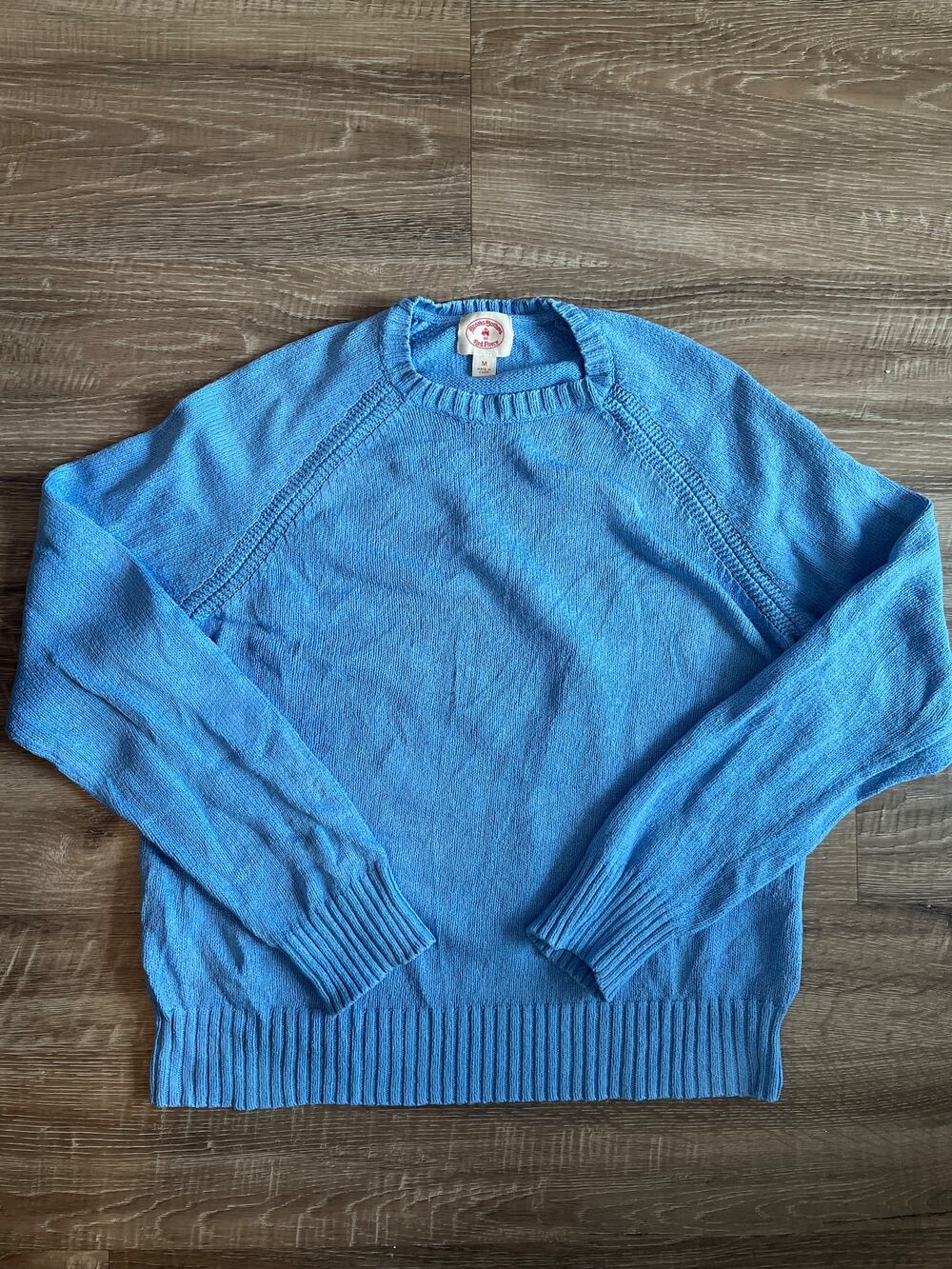 Brooks Brothers Red Fleece Women's Medium Bright Blue Crew Neck Long Sleeve 100%